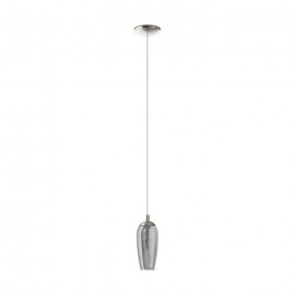 Eglo-Farsala Led Pendant H1100mm x D125mm Single Pendant-Satin Nickel/Smoked Glass 